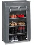 Relaxdays Schuhschrank, Grau, Metall, Textil, Kunststoff, 60x90x30 cm, Garderobe,