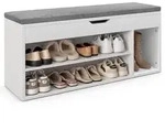 Costway Schuhbank, Grau, Holz, 104x48x30 cm, Garderobe, Garderobenb&auml;nke,...