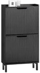 SoBuy Schuhschrank, Schwarz, Holzwerkstoff, Metall, 50x90x19 cm, Garderobe,