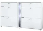 Vladon Schuhschrank, Wei&szlig;, Holzwerkstoff, 155.5x95x28 cm, Garderobe,