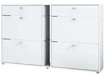 Vladon Schuhschrank, Wei&szlig;, Holzwerkstoff, 155.5x95x28 cm, Garderobe,
