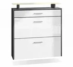 Vladon Schuhschrank, Wei&szlig; Hochglanz, Holzwerkstoff, 89x96x23 cm, Garderobe,