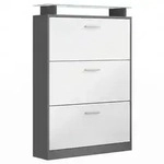 Vladon Schuhschrank, Wei&szlig;, Holzwerkstoff, 89x128x23 cm, Garderobe,