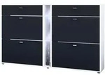 Vladon Schuhschrank, Schwarz, Holzwerkstoff, 155.5x95x28 cm, Garderobe,