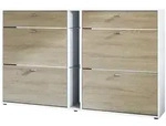 Vladon Schuhschrank, Eiche San Remo, Holzwerkstoff, 155.5x95x28 cm, Garderobe,