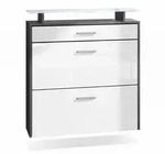 Vladon Schuhschrank, Wei&szlig; Hochglanz, Holzwerkstoff, 89x96x23 cm, Garderobe,