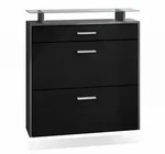 Vladon Schuhschrank, Schwarz, Holzwerkstoff, 89x96x23 cm, Garderobe,
