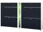 Vladon Schuhschrank, Schwarz, Holzwerkstoff, 155.5x95x28 cm, Garderobe,