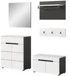 Inn.Furn Garderoben-Set, Grau, Wei&szlig;, Kunststoff, Nachbildung, Uni, 3 F&auml;cher, 1