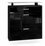 Vladon Schuhschrank, Schwarz Hochglanz, Holzwerkstoff, 89x96x23 cm, Garderobe,