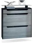 Vladon Schuhschrank, Anthrazit, Schwarz Hochglanz, Holzwerkstoff, 89x96x23 cm,