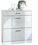 Vladon Schuhschrank, Wei&szlig; Hochglanz, Holzwerkstoff, 89x95.5x27 cm, Garderobe,