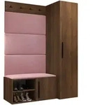 Mirjan24 Garderoben-Set, Hellrosa, Nussbaum, Holzwerkstoff, Textil, Rechteckig,