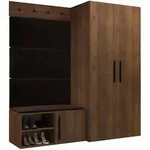 Mirjan24 Garderoben-Set, Braun, Nussbaum, Holzwerkstoff, Textil, Rechteckig,