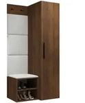 Mirjan24 Garderoben-Set, Wei&szlig;, Nussbaum, Holzwerkstoff, Textil, Rechteckig,