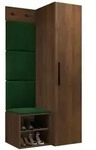 Mirjan24 Garderoben-Set, Gr&uuml;n, Nussbaum, Holzwerkstoff, Textil, Rechteckig,