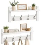 Relaxdays Wandgarderobe, Wei&szlig;, Metall, Holzwerkstoff, 40x19.5x11 cm, Garderobe,