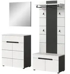 Inn.Furn Garderoben-Set, Wei&szlig;, Grau, Kunststoff, Nachbildung, Uni, 3 F&auml;cher, 1