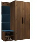Mirjan24 Garderoben-Set, Blau, Nussbaum, Holzwerkstoff, Textil, Rechteckig,...