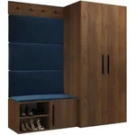 Mirjan24 Garderoben-Set, Blau, Nussbaum, Holzwerkstoff, Textil, Rechteckig,...