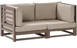 Beliani Gartensofa, Dunkelbraun, Grau, Beige, Holz, 2-Sitzer, 150x72x75 cm, FSC 100%,