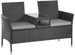 Svita Rattanbank, Schwarz, Kunststoff, rechteckig, 134x84x62 cm, Gartenm&ouml;bel,