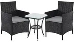 Svita Gartenm&ouml;belset, Schwarz, Kunststoff, 2-Sitzer, rund, Gartenm&ouml;bel,