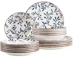 M&auml;ser Tafelservice Olive, Blau, Braun, Wei&szlig;, Keramik, 18-teilig, Essen & Trinken,
