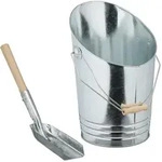 Relaxdays Kohleeimer, Silber, Metall, Holz, 29.5x39x26.5 cm, Grills & Outdoor-K&uuml;chen