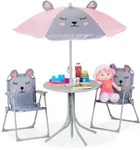 Relaxdays Kindersitzgruppe, Grau, Metall, Textil, Kunststoff, Gartenm&ouml;bel,