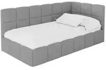 Altdecor Einzelbett, Anthrazit, Textil, Ottomane links,L-Form, 100x200 cm, Kinder- &
