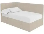 Altdecor Einzelbett, Mokka, Textil, Ottomane rechts,L-Form, 90x200 cm, Kinder- &