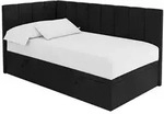 Altdecor Einzelbett, Schwarz, Textil, Ottomane rechts,L-Form, 90x200 cm,...