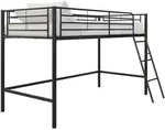 Mid.you Hochbett Jodie, Schwarz, Metall, 207x129x130 cm, Lattenrost, Kinder- &