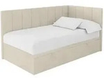Altdecor Einzelbett, Cappuccino, Textil, Ottomane links,L-Form, 100x200 cm,...