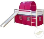 Homestyle4u Hochbett, Wei&szlig;, Pink, Holz, 90x200 cm, Kinder- & Jugendzimmer,