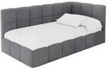 Altdecor Einzelbett, Dunkelgrau, Textil, Ottomane links,L-Form, 100x200 cm,...