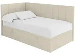 Altdecor Einzelbett, Cappuccino, Textil, Ottomane rechts,L-Form, 100x200 cm,...