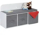 Relaxdays Kinderbank, Mehrfarbig, Holzwerkstoff, Textil, 99x54x35 cm, Kinder- &