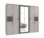 luma-home Dreht&uuml;renschrank, Sand, Graphit, Holzwerkstoff, 6 F&auml;cher, 4...