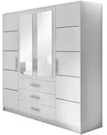 Beautysofa Dreht&uuml;renschrank, Wei&szlig;, Holzwerkstoff, 3 Schubladen, 196x200x58 cm,