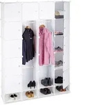 Relaxdays Kleiderschrank, Wei&szlig;, Kunststoff, Metall, 145x198x36.5 cm,...
