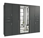 luma-home Dreht&uuml;renschrank, Graphit, Holzwerkstoff, 6 F&auml;cher, 4 Schubladen,...