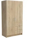 Masseno Dreht&uuml;renschrank, Sonoma Eiche, Holzwerkstoff, 3 F&auml;cher, 3 Schubladen,