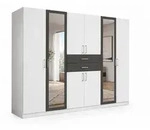 luma-home Dreht&uuml;renschrank, Wei&szlig;, Graphit, Holzwerkstoff, 4 F&auml;cher, 2...