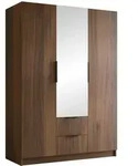 Mirjan24 Kleiderschrank, Nussbaum, Schwarz, Kunststoff, 2 Schubladen,...