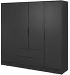 Masseno Dreht&uuml;renschrank, Schwarz, Holzwerkstoff, 8 F&auml;cher, 2 Schubladen,