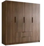 Mirjan24 Kleiderschrank, Nussbaum, Schwarz, Kunststoff, 2 Schubladen,...