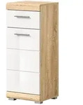 Inn.Furn Kommode, Wei&szlig; Hochglanz, Eiche, Kunststoff, Nachbildung, Uni, Holz...