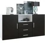 Vladon Sideboard, Schwarz, Holzwerkstoff, 138.5x71.5x35 cm, Wohnzimmer,...